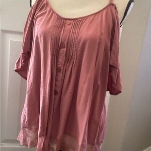 Torrid Pink Flutter Sleeve Blouse with Pleated Details